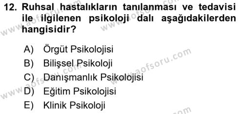 İnsan ve Davranış Dersi 2020 - 2021 Yılı Yaz Okulu Sınavı 12. Soru