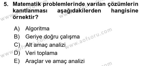 İnsan ve Davranış Dersi 2020 - 2021 Yılı Yaz Okulu Sınavı 5. Soru