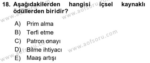 İnsan ve Davranış Dersi 2021 - 2022 Yılı (Vize) Ara Sınavı 18. Soru