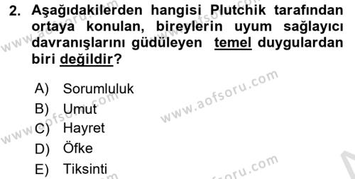 İnsan ve Davranış Dersi 2021 - 2022 Yılı (Vize) Ara Sınavı 2. Soru