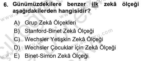 İnsan ve Davranış Dersi 2021 - 2022 Yılı (Final) Dönem Sonu Sınavı 6. Soru