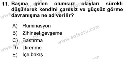 İnsan ve Davranış Dersi 2021 - 2022 Yılı Yaz Okulu Sınavı 11. Soru