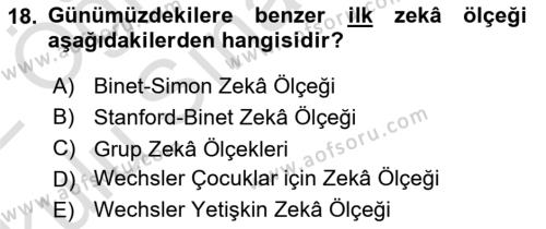 İnsan ve Davranış Dersi 2021 - 2022 Yılı Yaz Okulu Sınavı 18. Soru