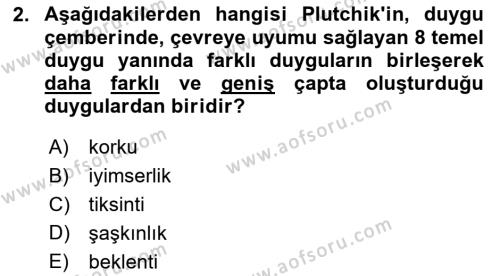 İnsan ve Davranış Dersi 2021 - 2022 Yılı Yaz Okulu Sınavı 2. Soru