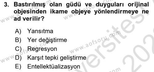 İnsan ve Davranış Dersi 2021 - 2022 Yılı Yaz Okulu Sınavı 3. Soru