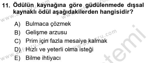 İnsan ve Davranış Dersi 2022 - 2023 Yılı (Vize) Ara Sınavı 11. Soru