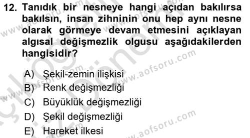 İnsan ve Davranış Dersi 2022 - 2023 Yılı (Vize) Ara Sınavı 12. Soru