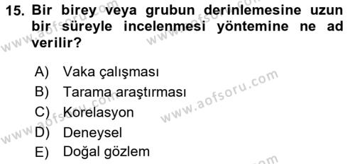 İnsan ve Davranış Dersi 2022 - 2023 Yılı (Vize) Ara Sınavı 15. Soru