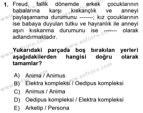 İnsan ve Davranış Dersi 2022 - 2023 Yılı (Final) Dönem Sonu Sınavı 1. Soru