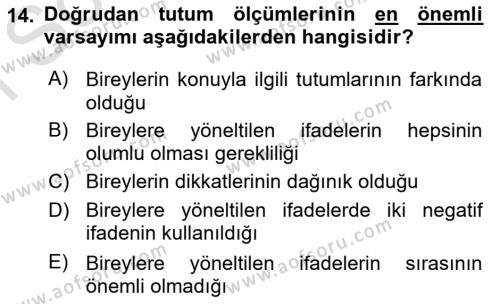 İnsan ve Davranış Dersi 2022 - 2023 Yılı (Final) Dönem Sonu Sınavı 14. Soru