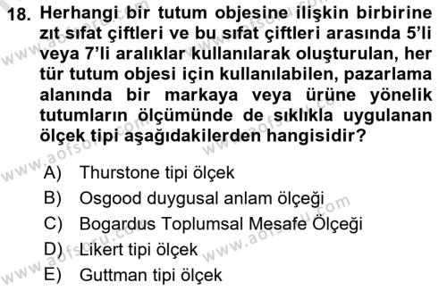 İnsan ve Davranış Dersi 2022 - 2023 Yılı (Final) Dönem Sonu Sınavı 18. Soru