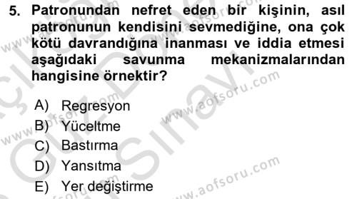 İnsan ve Davranış Dersi 2022 - 2023 Yılı (Final) Dönem Sonu Sınavı 5. Soru