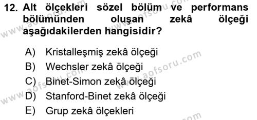 İnsan ve Davranış Dersi 2022 - 2023 Yılı Yaz Okulu Sınavı 12. Soru