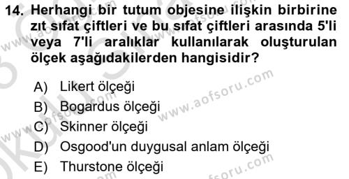 İnsan ve Davranış Dersi 2022 - 2023 Yılı Yaz Okulu Sınavı 14. Soru