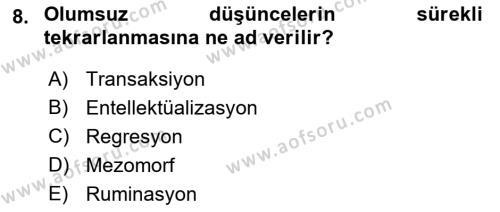 İnsan ve Davranış Dersi 2022 - 2023 Yılı Yaz Okulu Sınavı 8. Soru