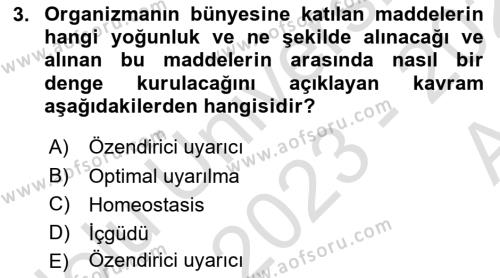 İnsan ve Davranış Dersi 2023 - 2024 Yılı (Vize) Ara Sınavı 3. Soru