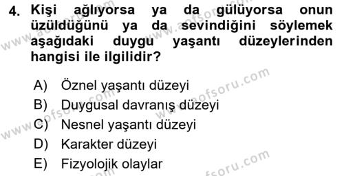 İnsan ve Davranış Dersi 2023 - 2024 Yılı (Vize) Ara Sınavı 4. Soru