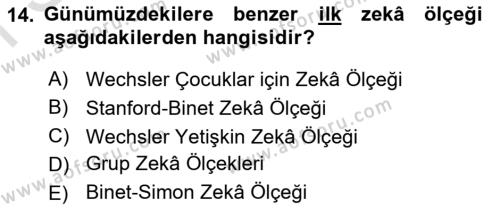 İnsan ve Davranış Dersi 2023 - 2024 Yılı (Final) Dönem Sonu Sınavı 14. Soru