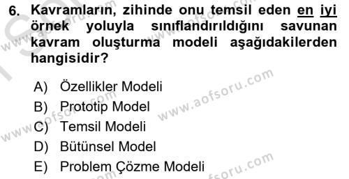 İnsan ve Davranış Dersi 2023 - 2024 Yılı (Final) Dönem Sonu Sınavı 6. Soru