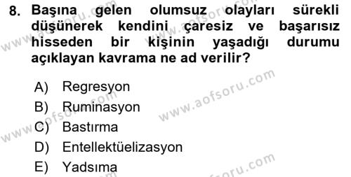 İnsan ve Davranış Dersi 2023 - 2024 Yılı (Final) Dönem Sonu Sınavı 8. Soru