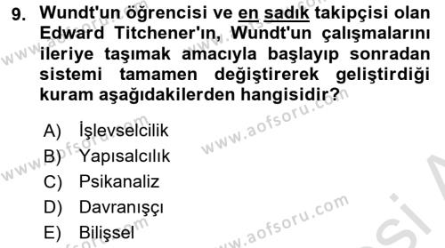 İnsan ve Davranış Dersi 2023 - 2024 Yılı (Final) Dönem Sonu Sınavı 9. Soru