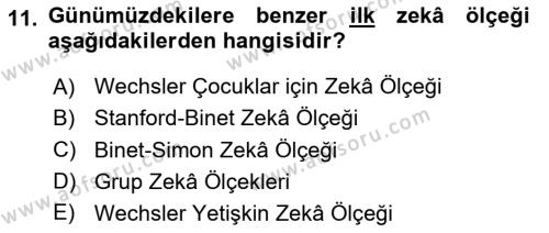 İnsan ve Davranış Dersi 2023 - 2024 Yılı Yaz Okulu Sınavı 11. Soru