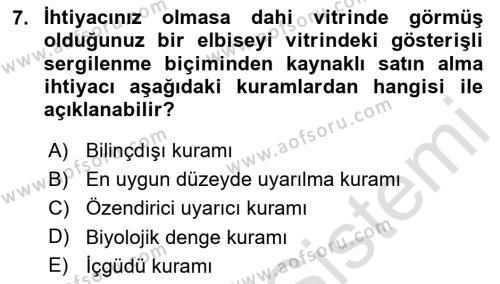 İnsan ve Davranış Dersi 2023 - 2024 Yılı Yaz Okulu Sınavı 7. Soru