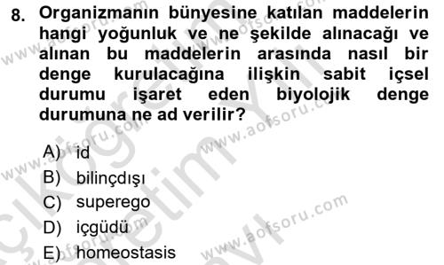 İnsan ve Davranış Dersi 2023 - 2024 Yılı Yaz Okulu Sınavı 8. Soru