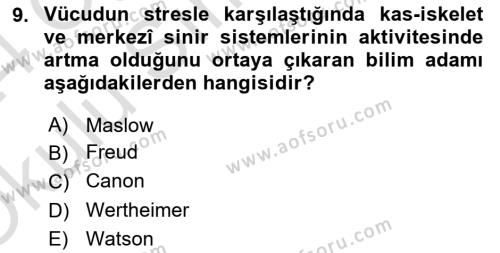 İnsan ve Davranış Dersi 2023 - 2024 Yılı Yaz Okulu Sınavı 9. Soru