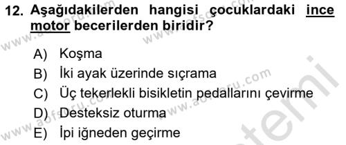 Yaşam Boyu Büyüme ve Gelişim Dersi 2019 - 2020 Yılı (Vize) Ara Sınavı 12. Soru