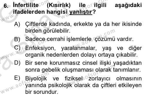 Yaşam Boyu Büyüme ve Gelişim Dersi 2019 - 2020 Yılı (Vize) Ara Sınavı 6. Soru