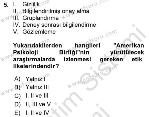 Yaşam Boyu Büyüme ve Gelişim Dersi 2021 - 2022 Yılı (Vize) Ara Sınavı 5. Soru