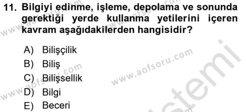 Yaşam Boyu Büyüme ve Gelişim Dersi 2022 - 2023 Yılı (Vize) Ara Sınavı 11. Soru