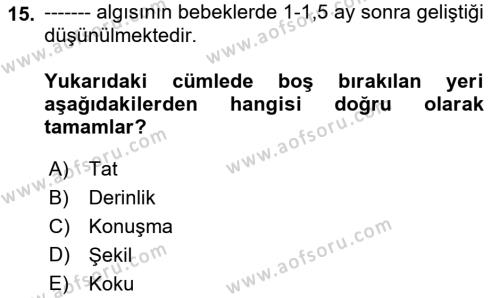 Yaşam Boyu Büyüme ve Gelişim Dersi 2022 - 2023 Yılı (Vize) Ara Sınavı 15. Soru