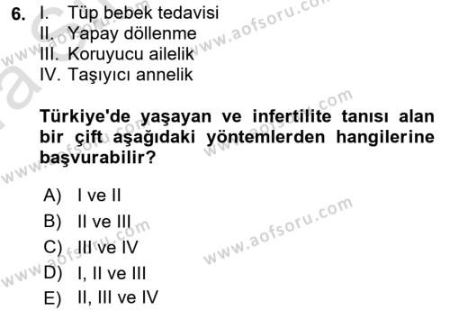 Yaşam Boyu Büyüme ve Gelişim Dersi 2022 - 2023 Yılı (Vize) Ara Sınavı 6. Soru