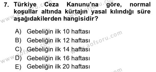 Yaşam Boyu Büyüme ve Gelişim Dersi 2022 - 2023 Yılı (Vize) Ara Sınavı 7. Soru