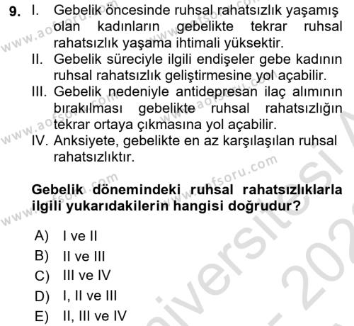 Yaşam Boyu Büyüme ve Gelişim Dersi 2022 - 2023 Yılı (Vize) Ara Sınavı 9. Soru