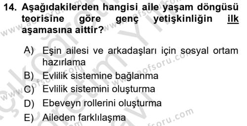 Yaşam Boyu Büyüme ve Gelişim Dersi 2022 - 2023 Yılı Yaz Okulu Sınavı 14. Soru