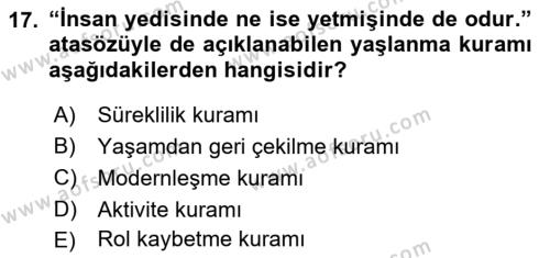 Yaşam Boyu Büyüme ve Gelişim Dersi 2022 - 2023 Yılı Yaz Okulu Sınavı 17. Soru