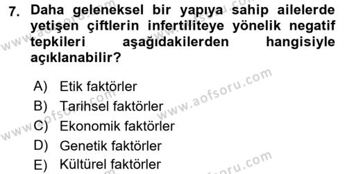 Yaşam Boyu Büyüme ve Gelişim Dersi 2023 - 2024 Yılı (Vize) Ara Sınavı 7. Soru