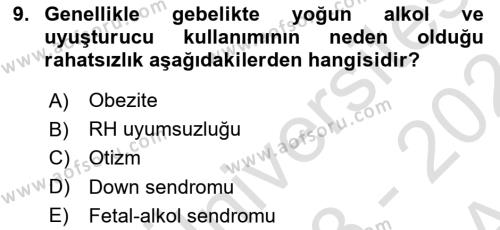 Yaşam Boyu Büyüme ve Gelişim Dersi 2023 - 2024 Yılı (Vize) Ara Sınavı 9. Soru