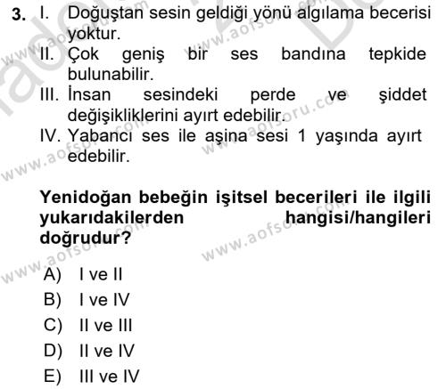 Yaşam Boyu Büyüme ve Gelişim Dersi 2023 - 2024 Yılı (Final) Dönem Sonu Sınavı 3. Soru