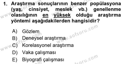 Yaşam Boyu Büyüme ve Gelişim Dersi 2024 - 2025 Yılı (Vize) Ara Sınavı 1. Soru