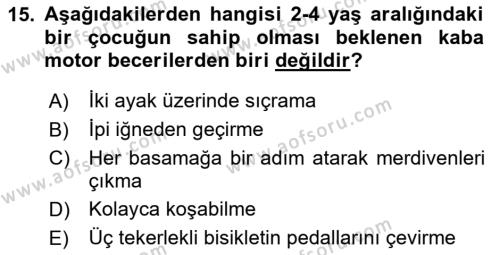 Yaşam Boyu Büyüme ve Gelişim Dersi 2024 - 2025 Yılı (Vize) Ara Sınavı 15. Soru