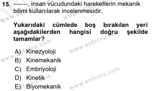 Temel Bakım ve Rehabilitasyon 1 Dersi 2017 - 2018 Yılı (Vize) Ara Sınavı 15. Soru