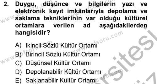 Halk Edebiyatına Giriş 1 Dersi 2012 - 2013 Yılı (Vize) Ara Sınavı 2. Soru