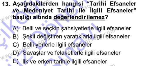 Halk Edebiyatına Giriş 1 Dersi 2012 - 2013 Yılı (Final) Dönem Sonu Sınavı 13. Soru