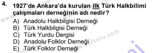 Halk Edebiyatına Giriş 1 Dersi 2012 - 2013 Yılı (Final) Dönem Sonu Sınavı 4. Soru