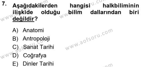 Halk Edebiyatına Giriş 1 Dersi 2013 - 2014 Yılı (Vize) Ara Sınavı 7. Soru