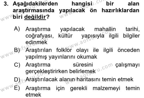 Halk Edebiyatına Giriş 1 Dersi 2016 - 2017 Yılı (Vize) Ara Sınavı 3. Soru
